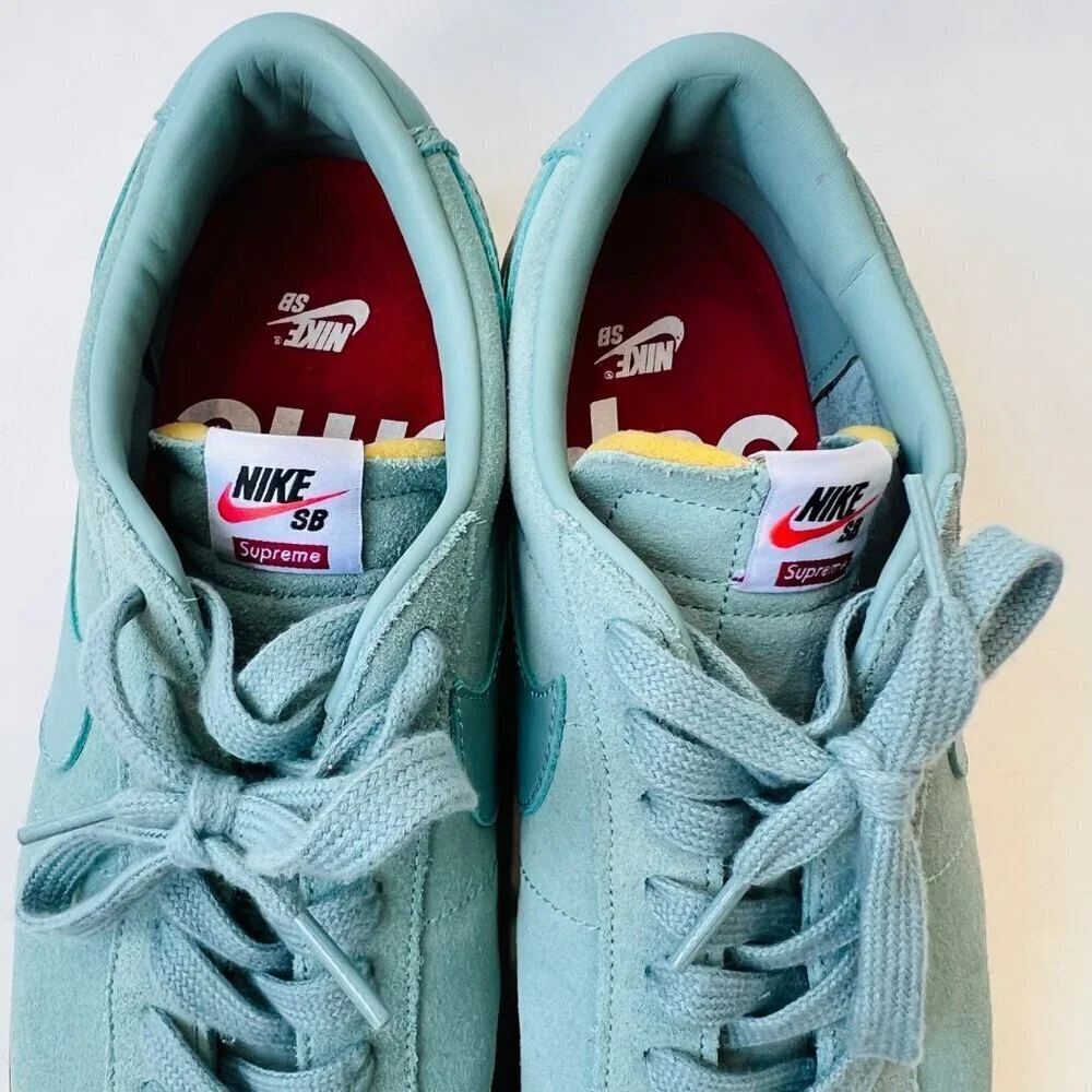 Nike x Supreme Blazer Low GT suede sneakers , blue/teal, Size 11 - Picture 4 of 13